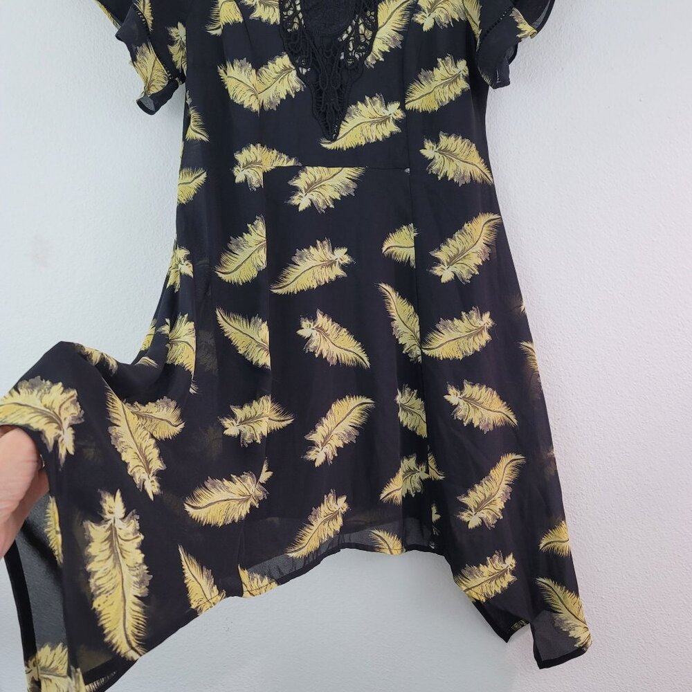 Disney Beauty and the Beast Dress Womens Sz M Black Chiffon Novelty Print Zipper - Picture 14 of 15